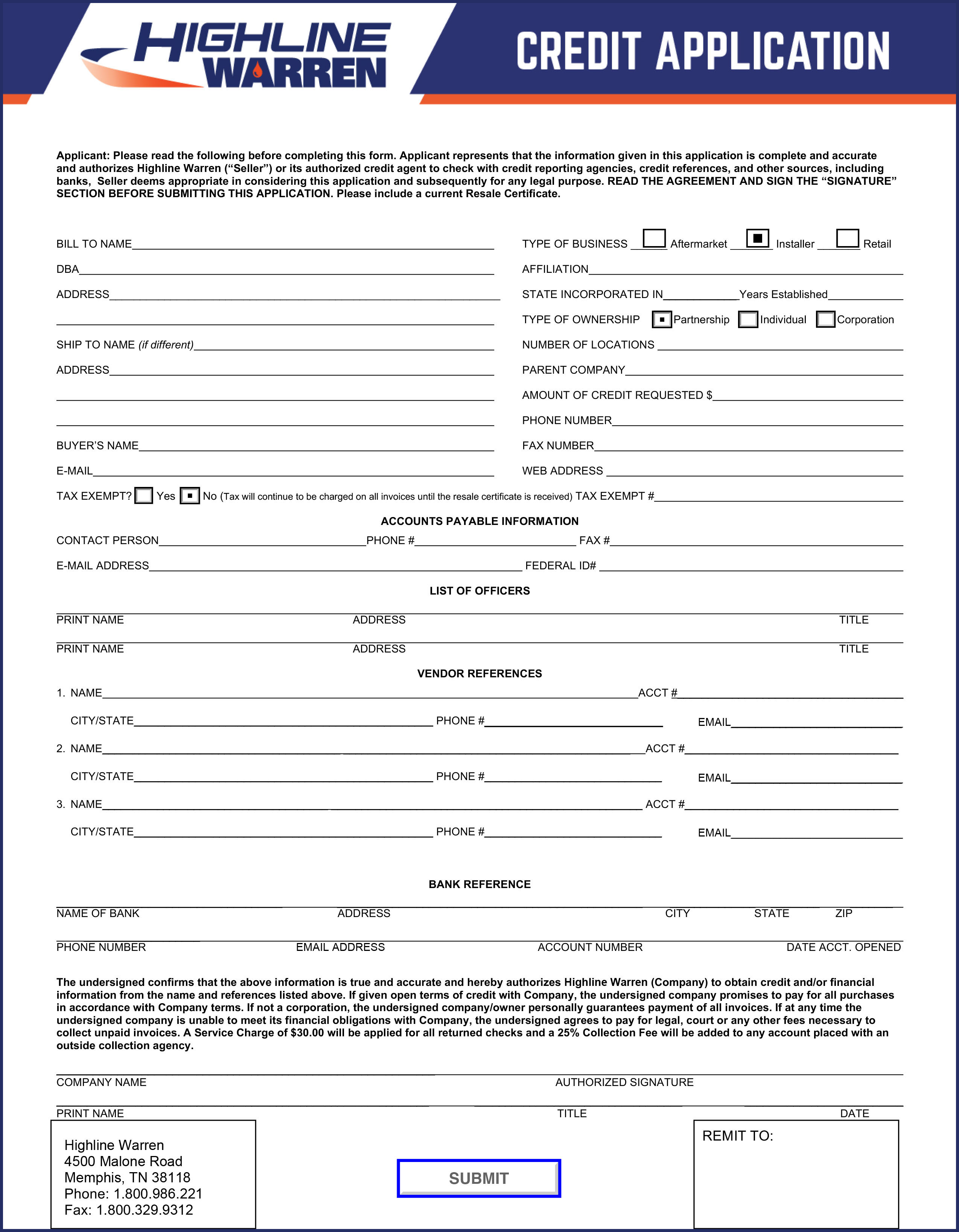 Credit App Form